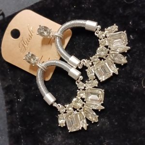 Rhinestone/ Satin wrapped pierced earrings